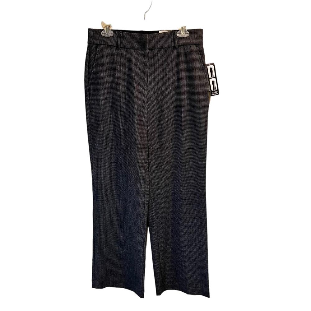 Kim Rogers Black Textured Slacks Flat Front Straight Leg Dress Pants Size 8 NWT